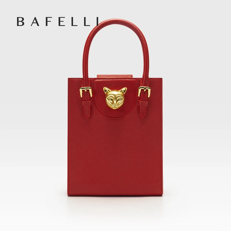Mini Tote Crossbody Handbag – Cat Gold Hardware Saffiano Leather