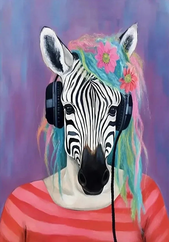 Abstract Animal Wall Art Poster – Funny Dressed Animal Print for Club & Home Decor