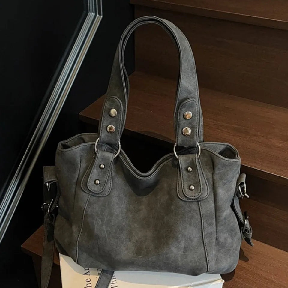 Large Suede Shoulder Bag – Women's Luxury Commuter Tote