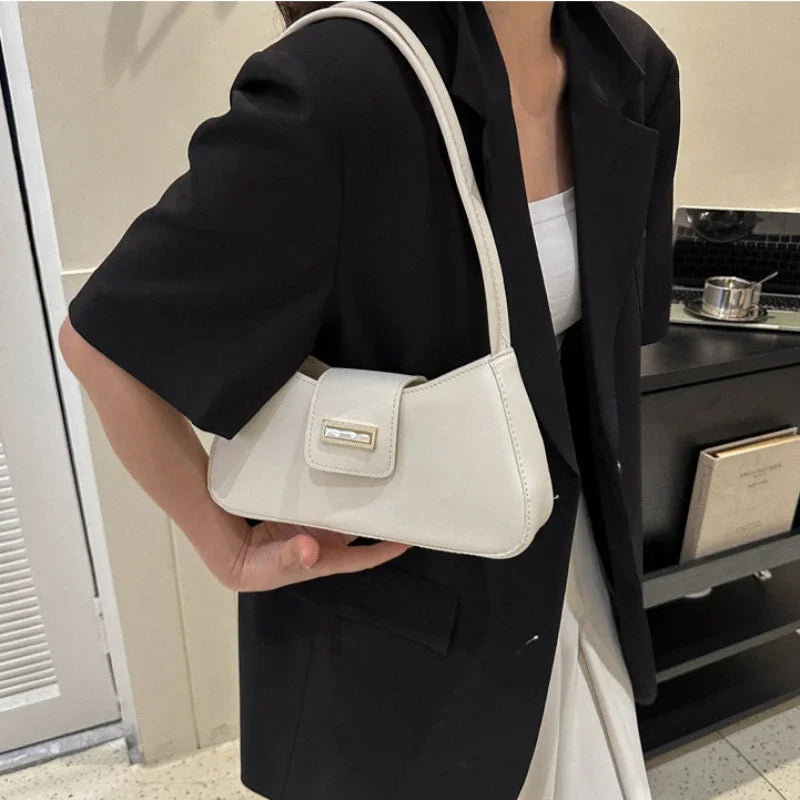 Minimalist Shoulder Bag for Women Simple Solid Color Underarm Bag