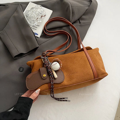 Women Small Faux Suede Shoulder Bag