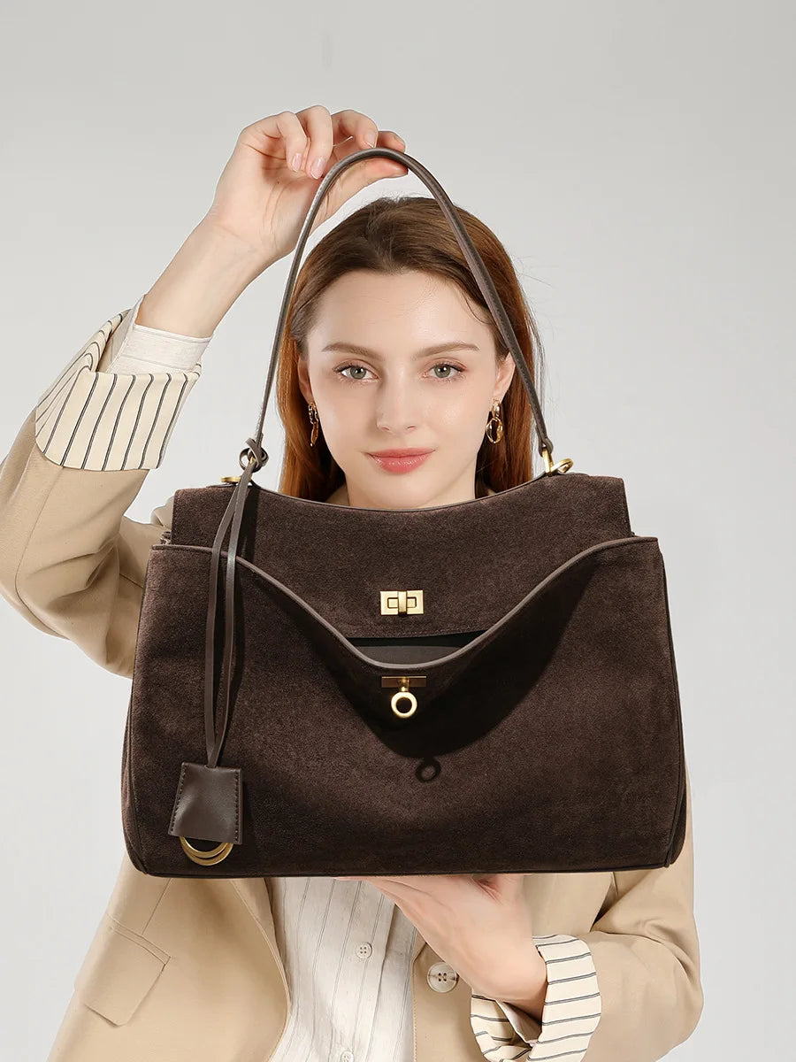 New Women Suede Leather Bag Shoulder Handbag