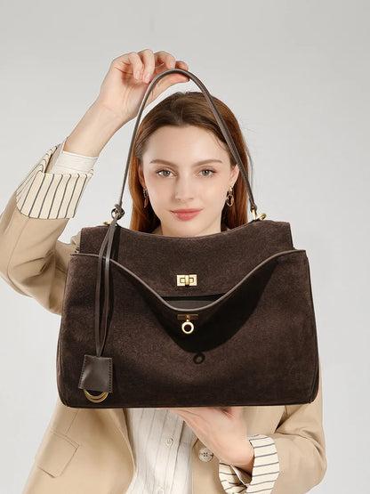 New Women Suede Leather Bag Shoulder Handbag