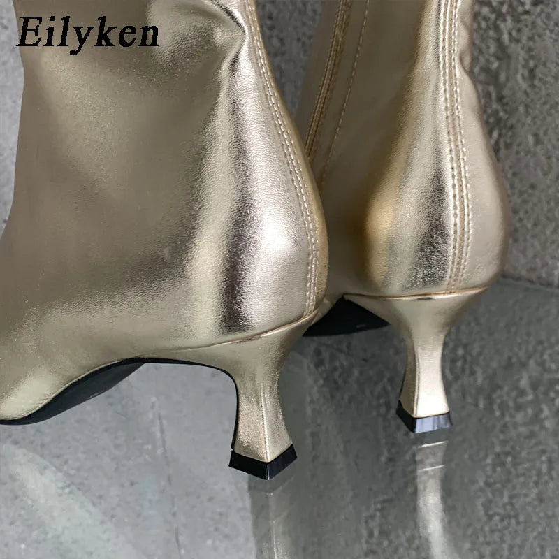 Pointed Toe Chelsea Ankle Boots – Thin Heel Zip-Up