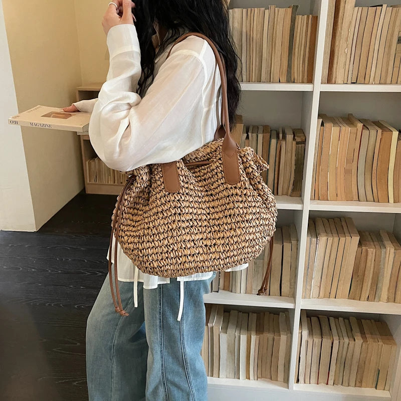 Straw Woven Beach Tote Bag for Women