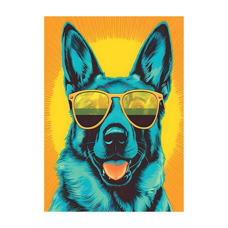 Corgi Wearing Sunglasses Poster Funny Dog Canvas Painting Print Wall Art Picture Living Room Cuadros