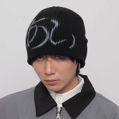 Gothic Knit Beanie – Y2K Dark Aesthetic Winter Hat