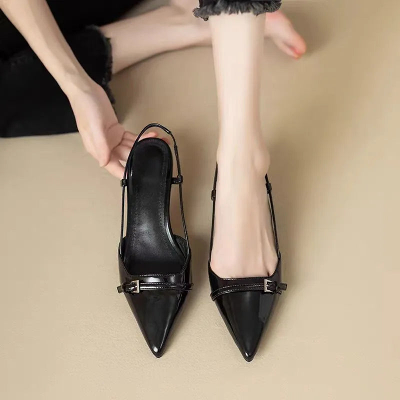 Pointed Toe Mid Heel Slingback Pumps – Women's Stiletto Heels