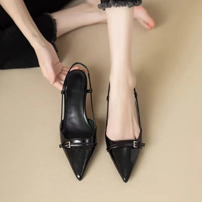 Pointed Toe Mid Heel Slingback Pumps – Women's Stiletto Heels