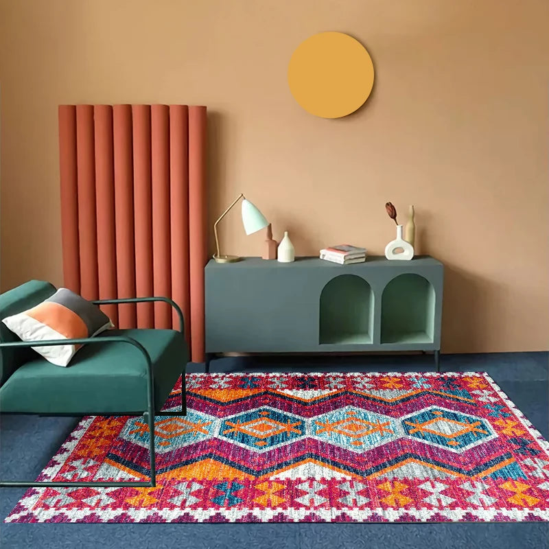 Bohemian Area Rug – Soft Non-Slip Ethnic Style Carpet, Machine Washable