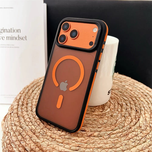 MagSafe Matte iPhone 17 Case – Shockproof Clear Back with Colorful Border