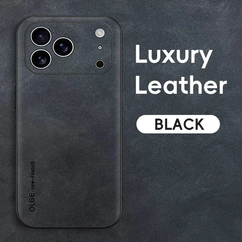Luxury Leather iPhone Case – Sheepskin Matte Shockproof Cover