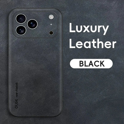 Luxury Leather iPhone Case – Sheepskin Matte Shockproof Cover