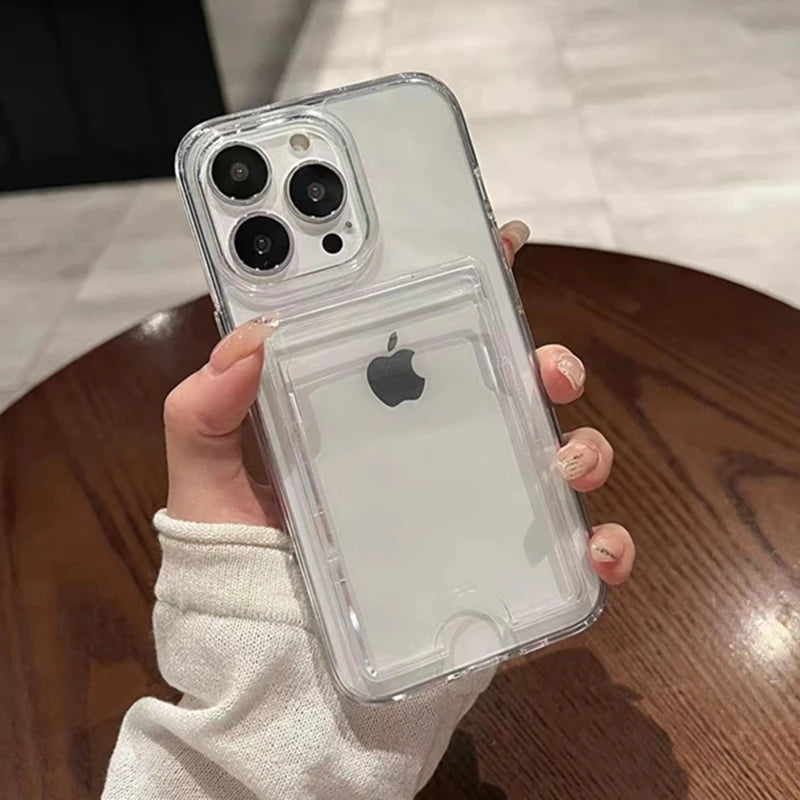 Clear Card Slot iPhone Case – Shockproof Wallet Cover