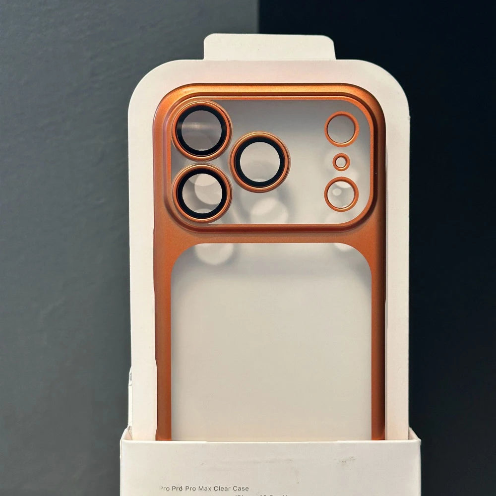 Luxury Matte Translucent iPhone Case with Electroplated Frame & Lens Protection
