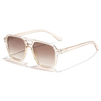 Retro Square Sunglasses for Women – Double Bridge UV Protection