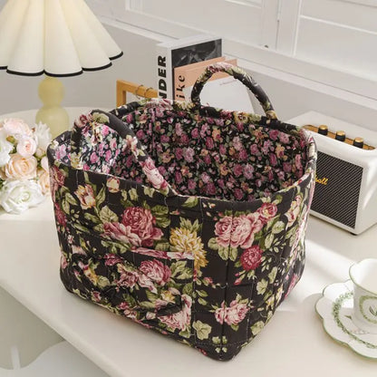 Floral Quilted Tote Bag for Women – Retro Patchwork Handbag