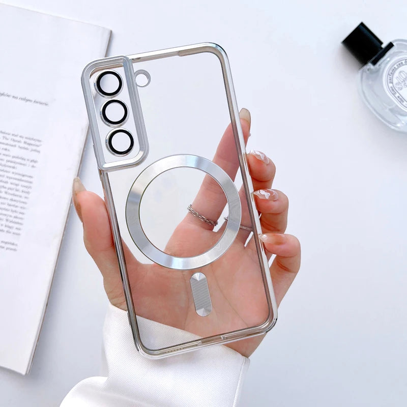 Magnetic Clear Case for Samsung Galaxy S21 S22 S23 Ultra Plus | Wireless Charging Compatible