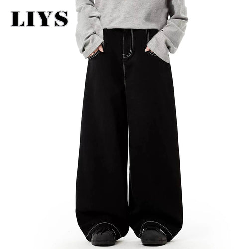 Black Baggy Wide Leg Jeans – Unisex Retro Denim Pants