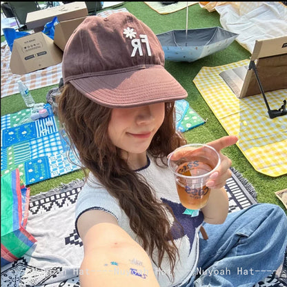 Plaid Flat Brim Baseball Cap – Unisex Sun Hat with Letter Embroidery