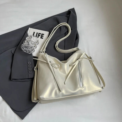 Bow Detail PU Leather Shoulder Bag for Women