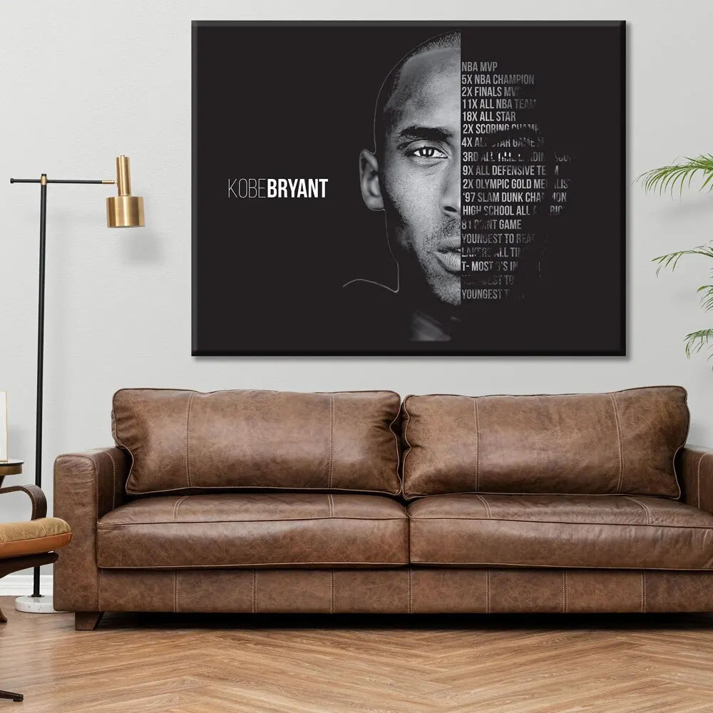 Kobe Bryant Black & White Action Poster – Basketball Wall Art