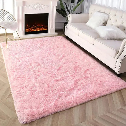 Tie-Dye Plush Shaggy Rug – Soft Carpet for Bedroom & Living Room