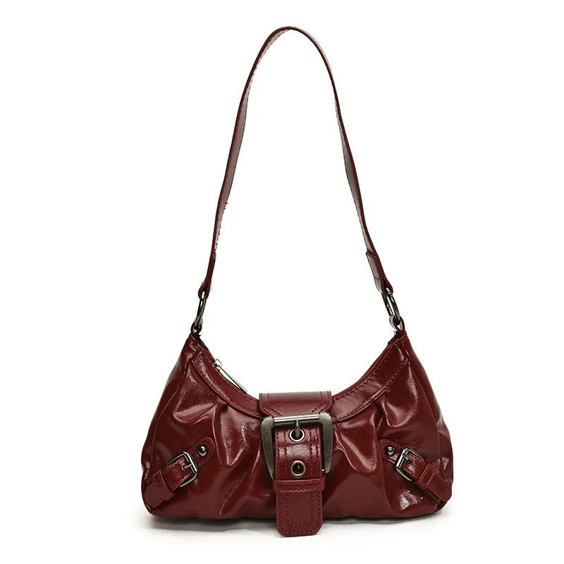 New Vintage PU Leather Shoulder Bag for Women Y2K Spicy Girl Trend Maillard Style