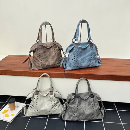 Rivets Large Capacity PU Leather Shoulder Bag