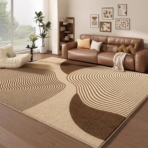 Modern Cream Abstract Area Rug – Soft Living Room & Bedroom Carpet
