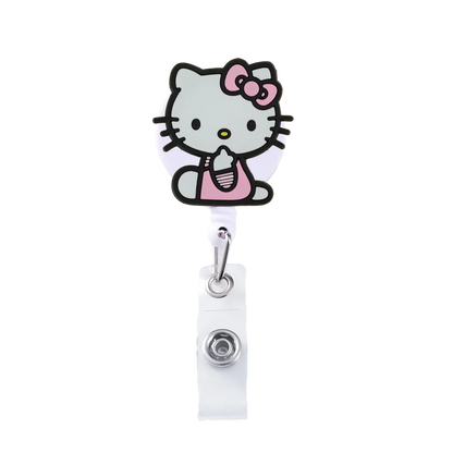 Sanrio Cat Retractable Badge Reel Keychain