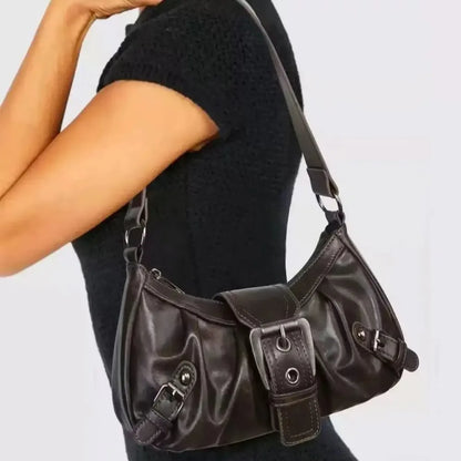Retro Y2K Shoulder Bag for Women – Buckle Hobo Crossbody