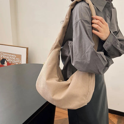 Corduroy Drawstring Cloud Dumpling Shoulder Bag