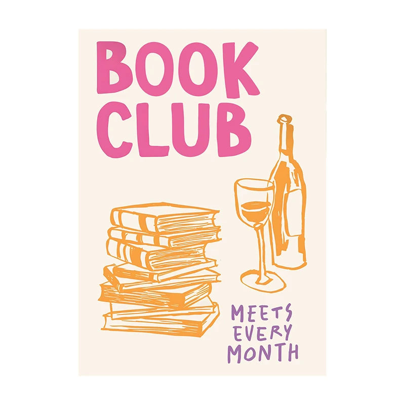 Book Club Wall Art Poster – Retro Reading Print for Book Lovers