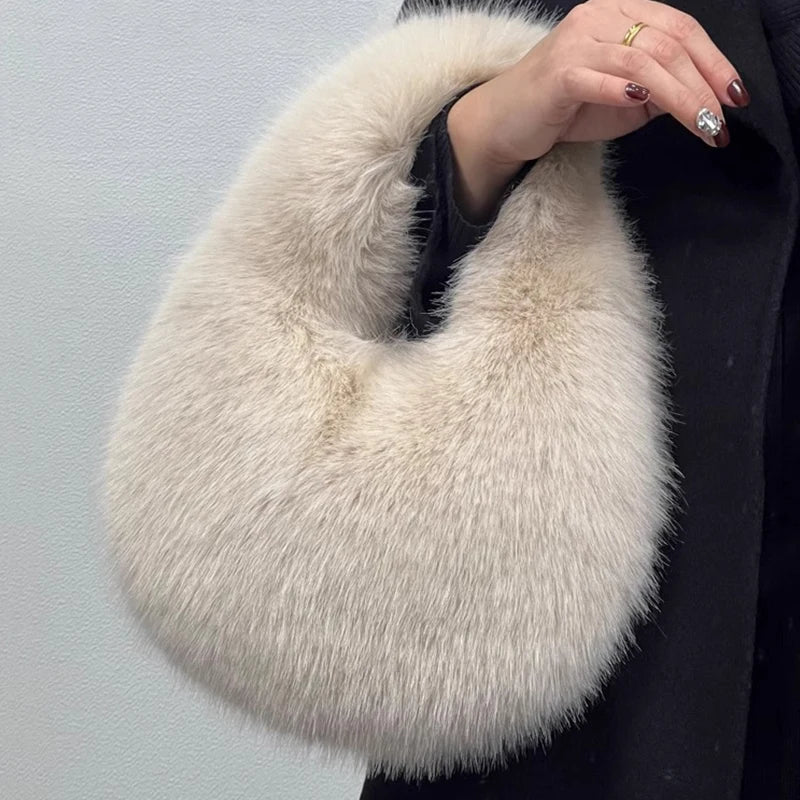 Fashion Soft Plush Half Moon Bags
