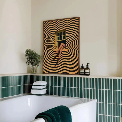Surreal Woman Legs Window Canvas Poster – Abstract Wall Art