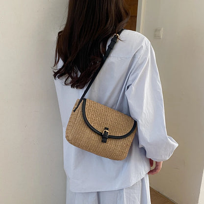 Women's Straw Woven Crossbody Bag – Casual Summer Shoulder Bag