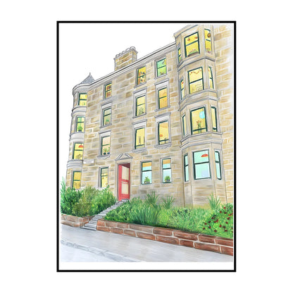 Glasgow Bookshops Wall Art Poster – Watercolor Illustrated Print
