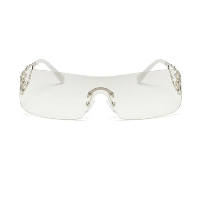 Rimless Y2K Shield Sunglasses – UV400 Wraparound Unisex