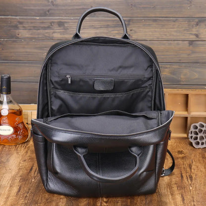 Genuine Leather Men's Backpack – Luxury Structured Laptop Bag