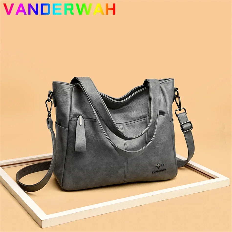 Women's Leather Tote Bag – Top Handle Shoulder Handbag