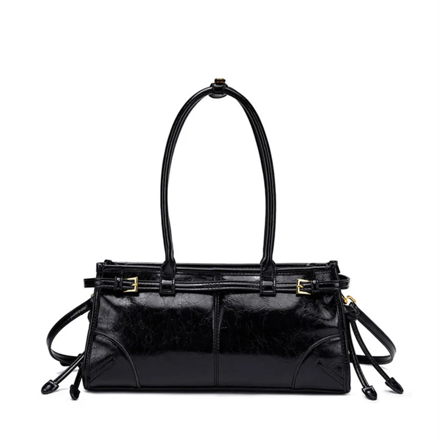 Soft Lux Boston Style Women S Motorcycle Crossbody Shoulder Bag Layered Oil Wax Leather Single Strap