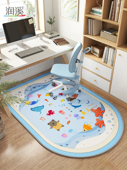 Kids Study Area Rug – Ocean Cartoon Chair Floor Mat