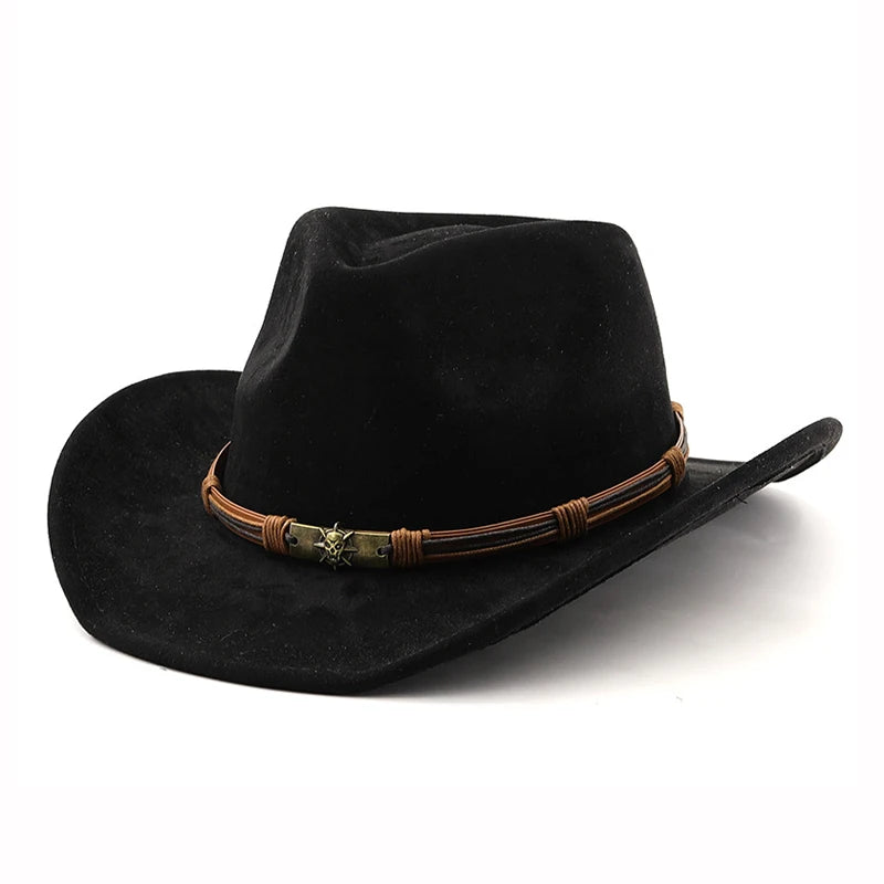 Western Cowboy Hat Vintage Rolled Brim Felt Jazz Hat