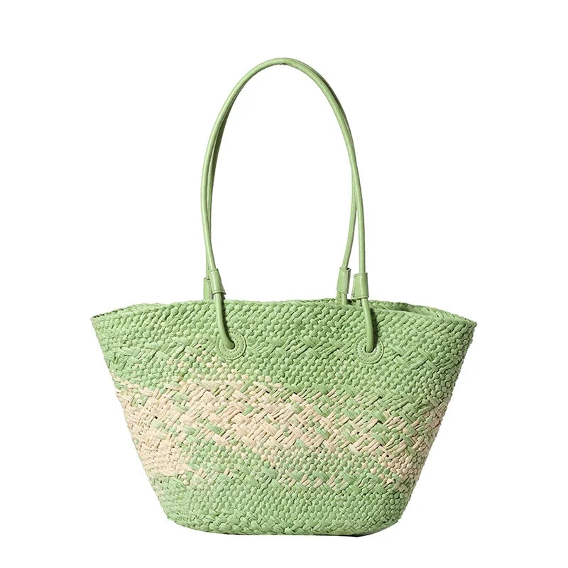 Straw Tote Bag for Women – Woven Raffia Beach Shoulder Handbag