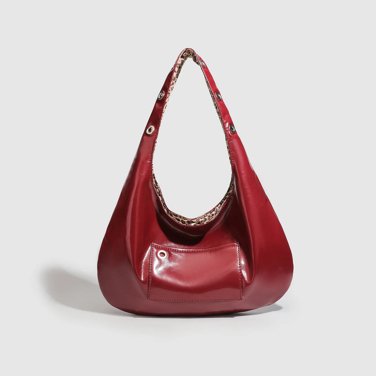 Wine Red Large Capacity Tote Bag For Women's Leopard Printed