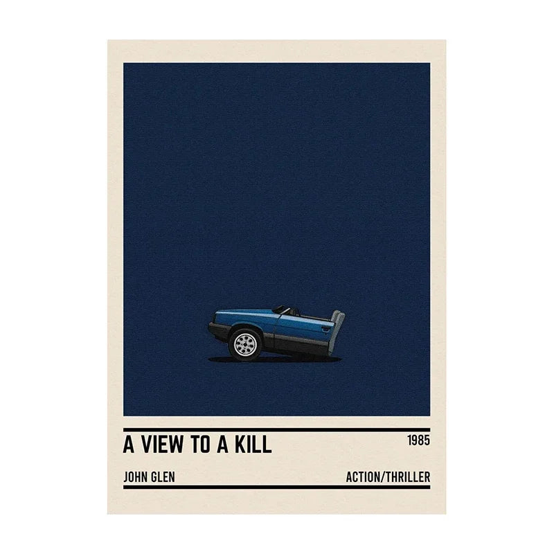 Movie Car Minimalist Poster Wall Art Print | Classic Film Decor