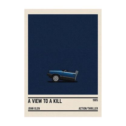 Movie Car Minimalist Poster Wall Art Print | Classic Film Decor