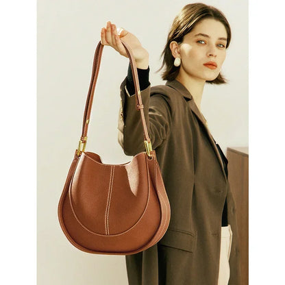 Genuine Leather Hobo Shoulder Bag – Women's Luxury Tote