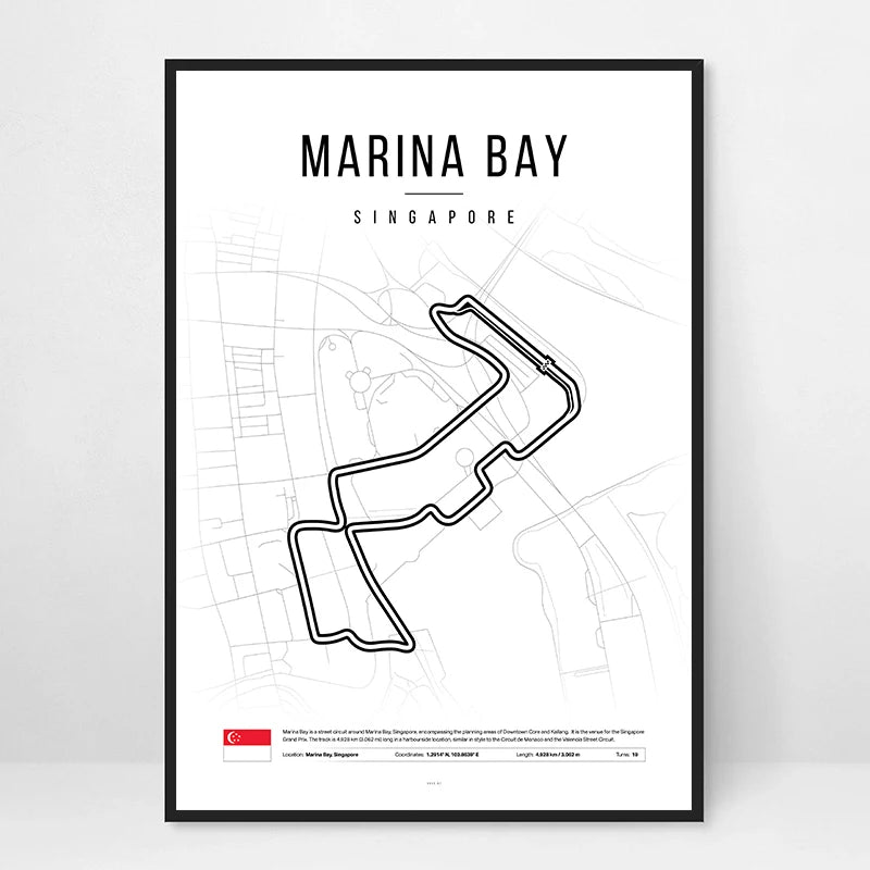 F1 Race Track Map Poster – Formula 1 Circuit Wall Art Print